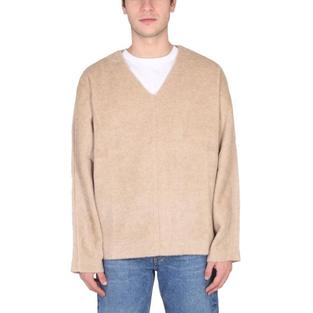 SEFR Men's V-Neck Knit Sweater Men Beige Sweaters & Cardigans